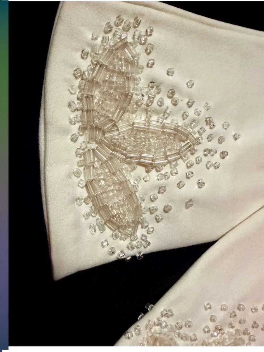 Elegant Hand Beaded Ivory Women's Gloves Vintage